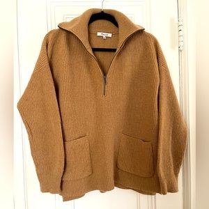 Madewell half zip camel sweater